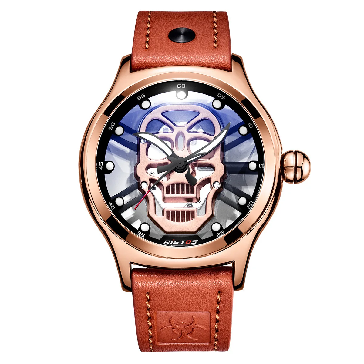 

Men Skull Skeleton Quartz Watch Punk Hip Hop Wristwatch Fashion Sports Watches Leather