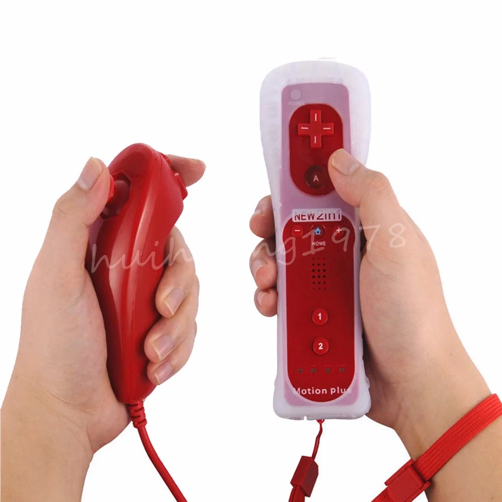 

Brand New Styling 2 IN 1 Built in Motion Plus Remote and Nunchuck Controller For Nintendo Wii Game Red Pink Blue White Black