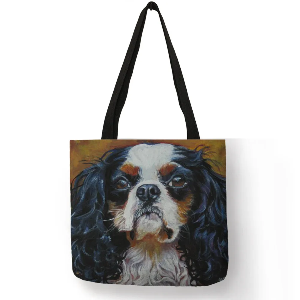Personalized Casual Shoulder Bag for Women Charles Spaniel Painting Print Handbag Daily  School Travel Shopping Bags Tote