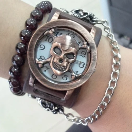 Erkek kol saati relogio masculino мужские часы с черепом, креативные наручные часы, мужские часы, модные мужские часы-браслет