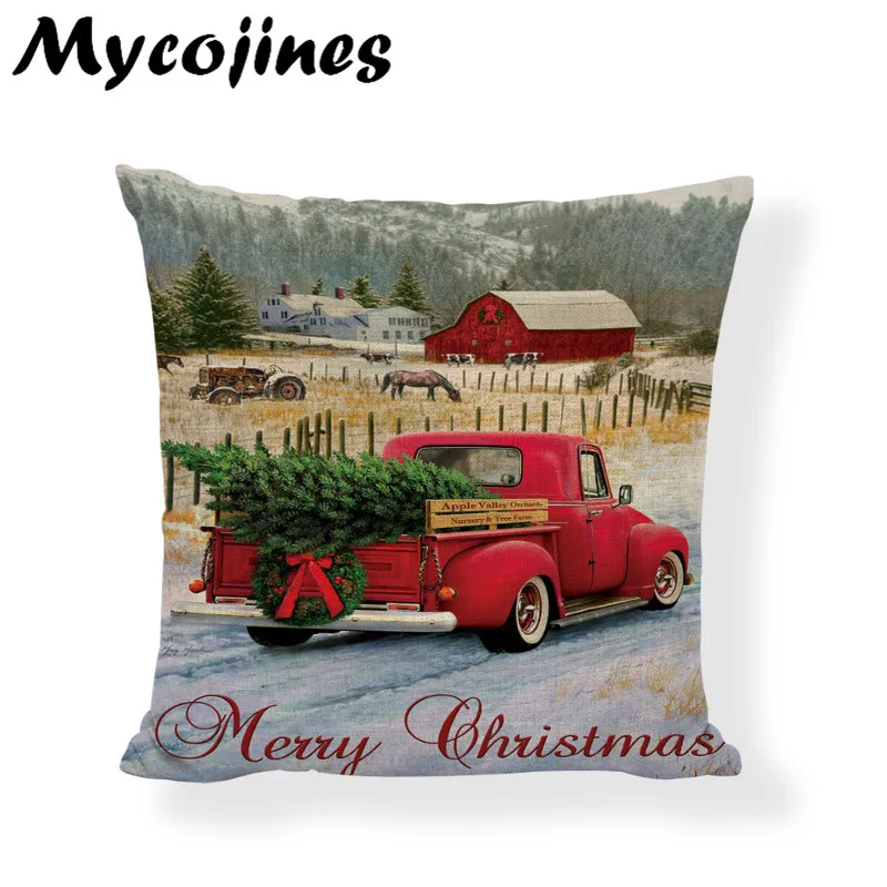 Рождественский красный грузовик 45x45 см искусственное дерево украшение стул для