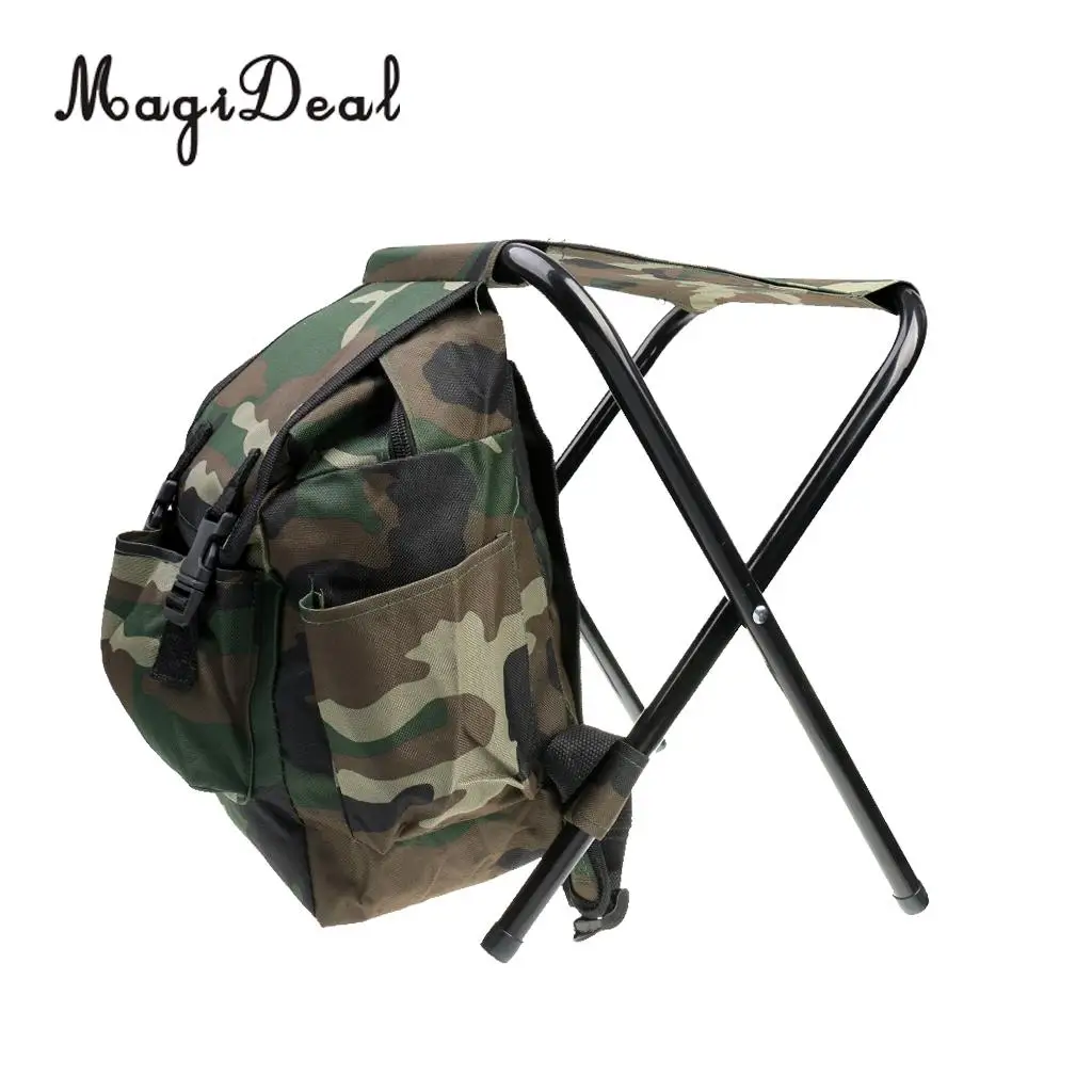 MagiDeal 2 in 1 Oxford Cloth Fishing Stool Tackle Backpack Foldable Seat Camping Hunting Rucksack wear-resistance fishing Tool