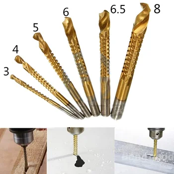

10pcs High Speed Steel Plated Titanium Drill Bit Woodworking Opening Sawtooth Bit Manual Wood Plate Hole Tool Set