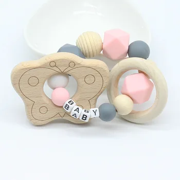 

Personalized Name Teething Ring Wooden Bird Teether Baby Gift Choose Your Colour Teething Toy Baby Shower Gift Natural toy