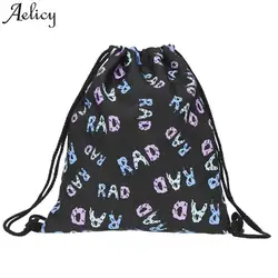 Aelicy женская сумка для девочек холщовый хлопковый рюкзак женский струнный 3D цифровой печати Модный дизайн путешествия вышивка рюкзак на