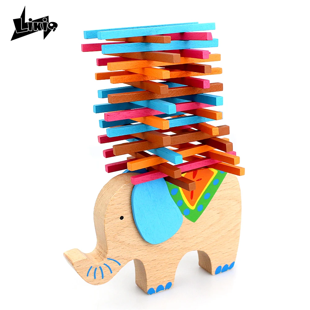 Likiq New arrive Wooden Balance Elephant Camel Beech Stacking Blocks Game Educational Toys for Baby Intelligent Development Gift baby-blocks-toys : image Likiq New arrive Wooden Balance Elephant Camel Beech Stacking Blocks Game Educational Toys for Baby Intelligent Development Gift baby-blocks-toys