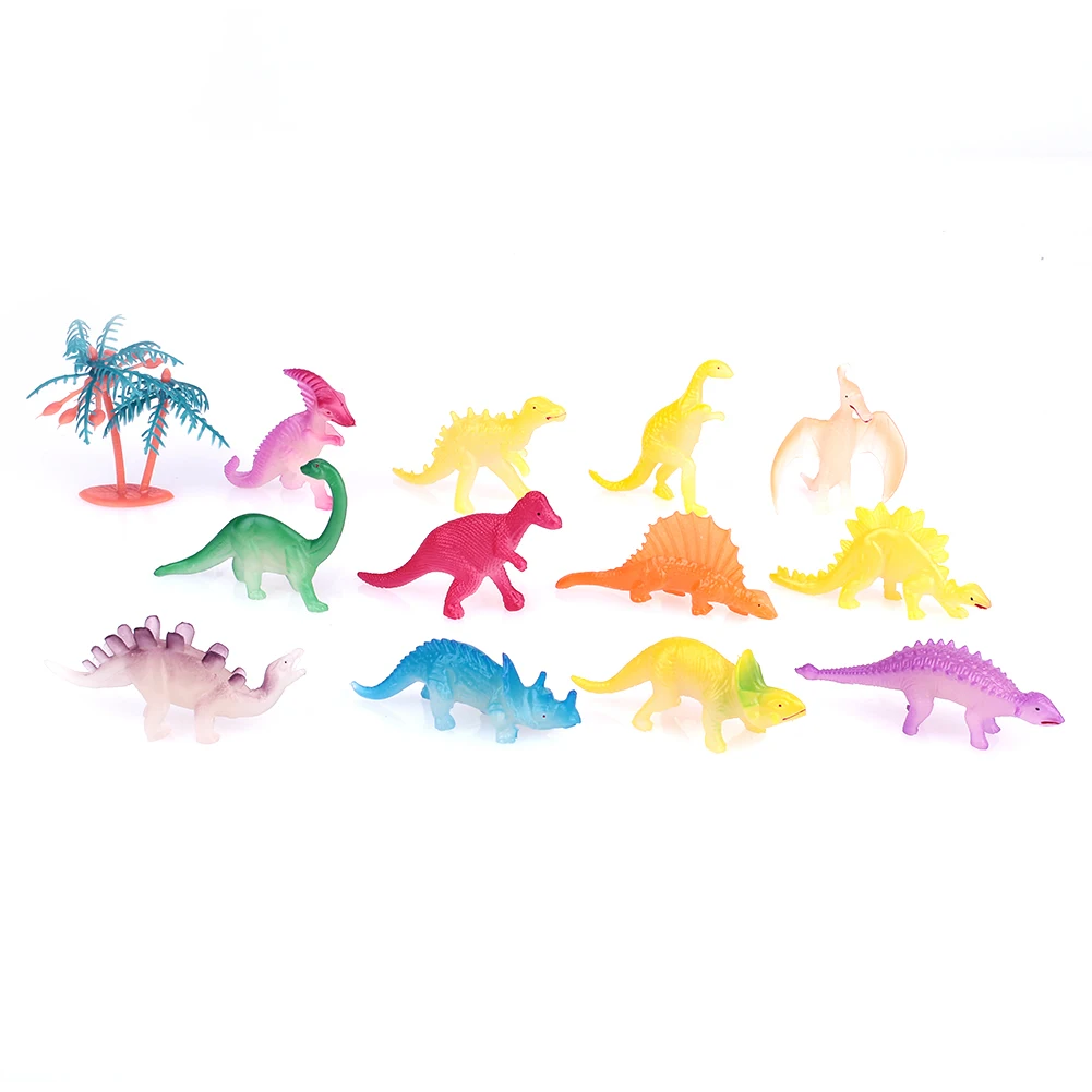 Реалистичные Серебристые динозавр моделирование динозавр подарки коллекция обучающая игрушка светящиеся 12 шт. флуоресцентный динозавр
