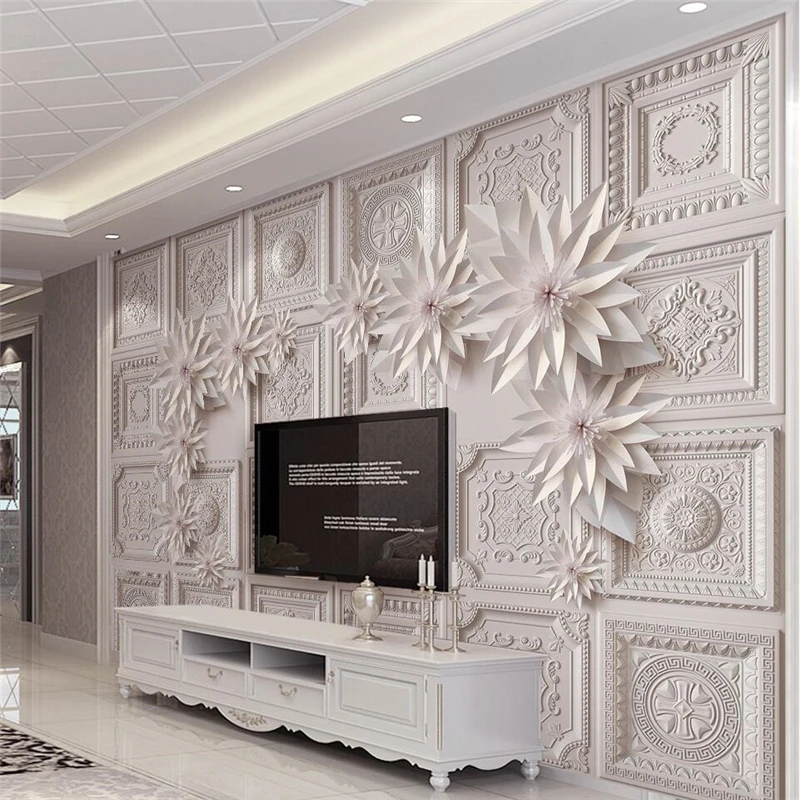 

beibehang papier peint wallpaper for walls 3 d Custom wallpaper 3d exquisite European relief brick wall flowers TV wall