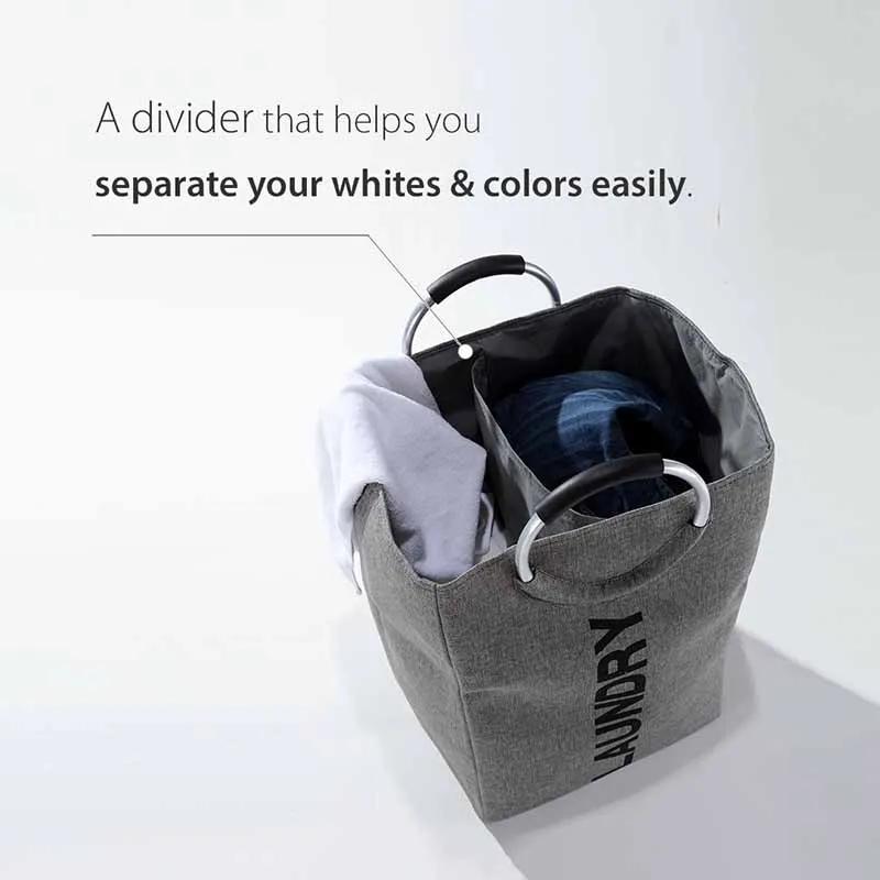 تقليد لون الكتان حقيبة الغسيل المزدوج طبقة المواد القذرة الغسيل تخزين لعب الأطفال تخزين المنزلية تخزين