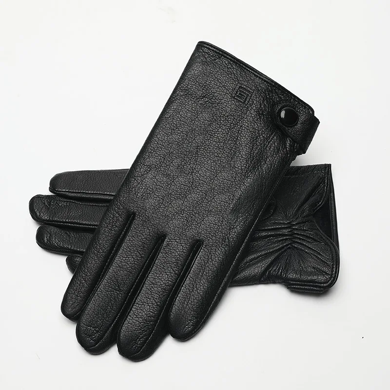 Зимние Черные Оригинальные мужские кожаные перчатки для верховой езды на открытом воздухе с сенсорным экраном из овчины Guantes плюс