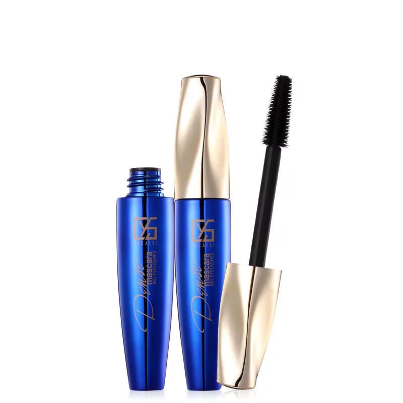 

4D silk fiber mascara small blue bottle silicone brush head waterproof and sweatproof professional eye makeup