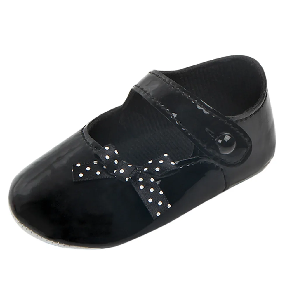 Милая повседневная обувь для новорожденных девочек с бантом; обувь для малышей; Новое поступление; Прямая поставка - Цвет: Black
