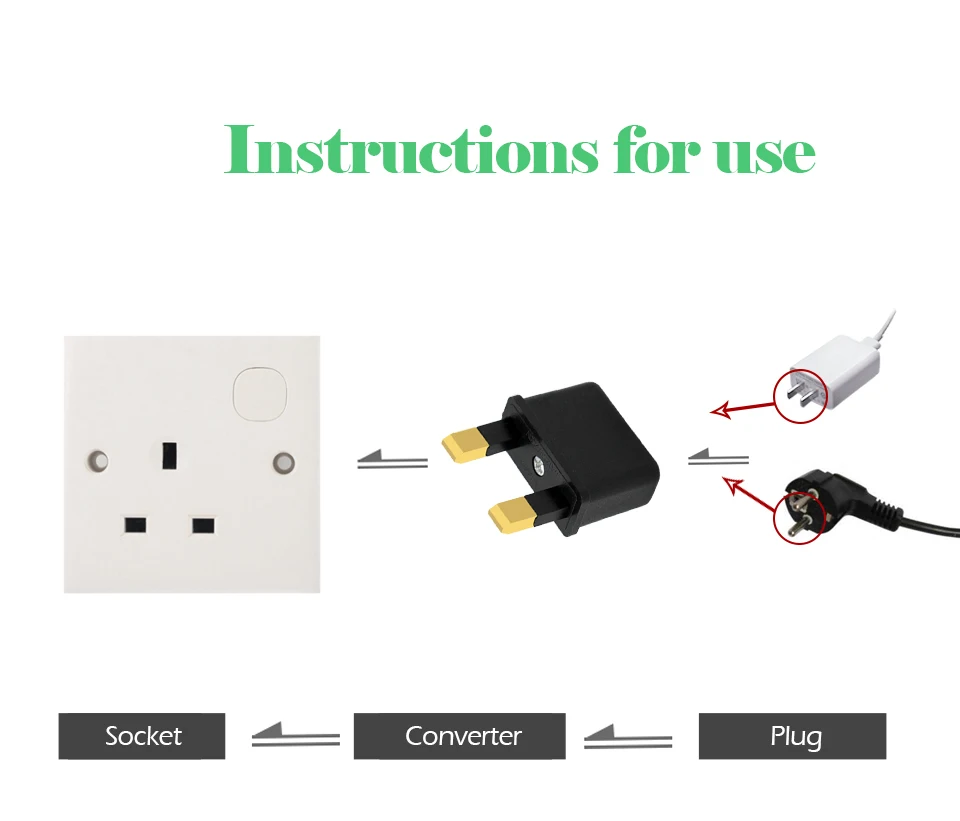1PC US EU TO UK AC Power Adaptor Plug Travel Wall Charger Outlet Adapter Converter 2 Socket For Phone Laptop Electronic Charging (4)