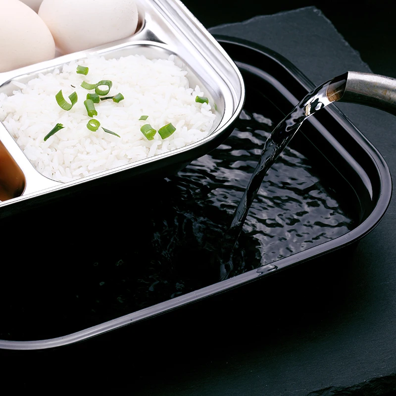 Black Food Container Stainless Steel Lunch Box Kids School Insulated Thermal Bento Lunchbox Plastic Whit Bag Japan Style