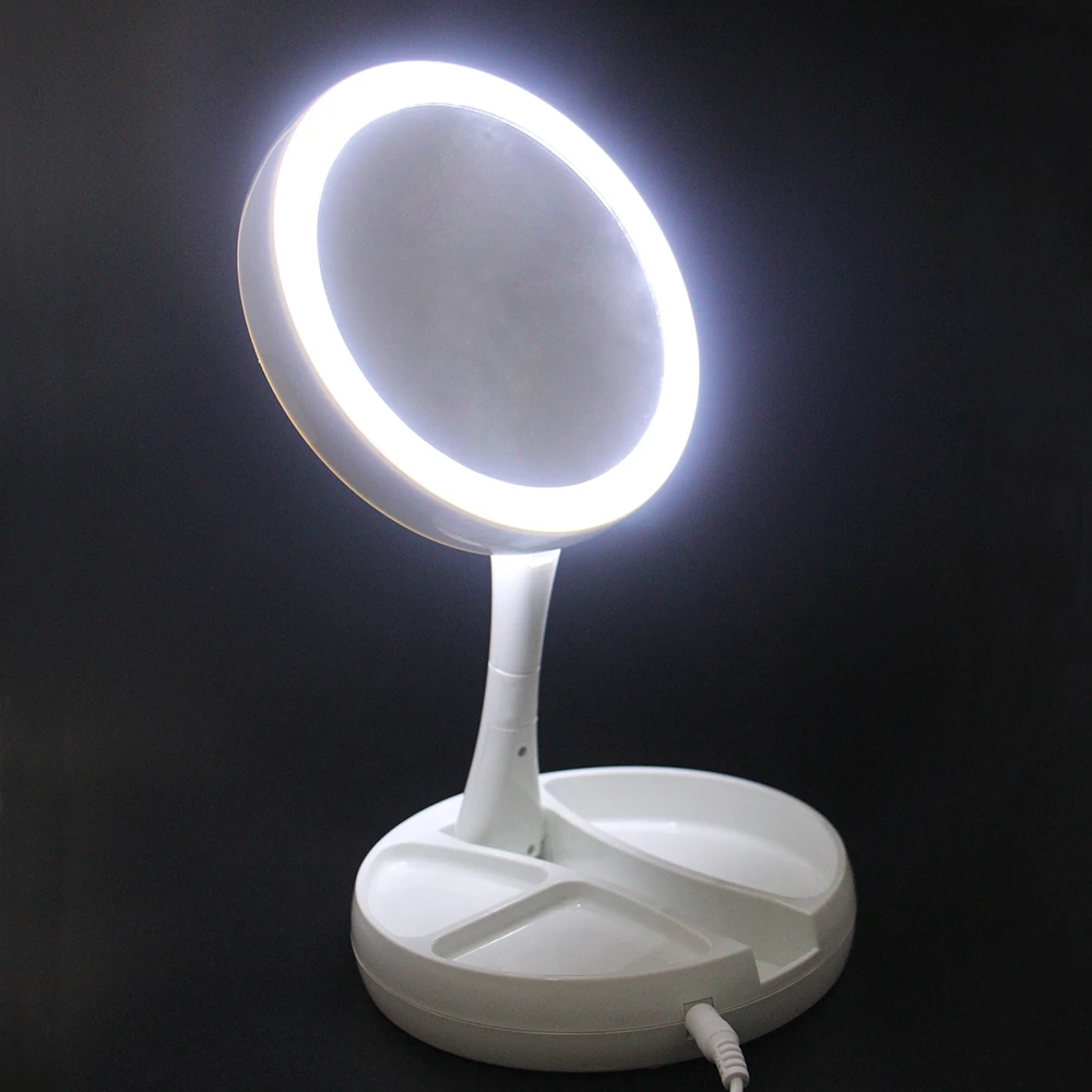 New 2 Face Portable LED Lighted Makeup Mirror 1X & 10X ...