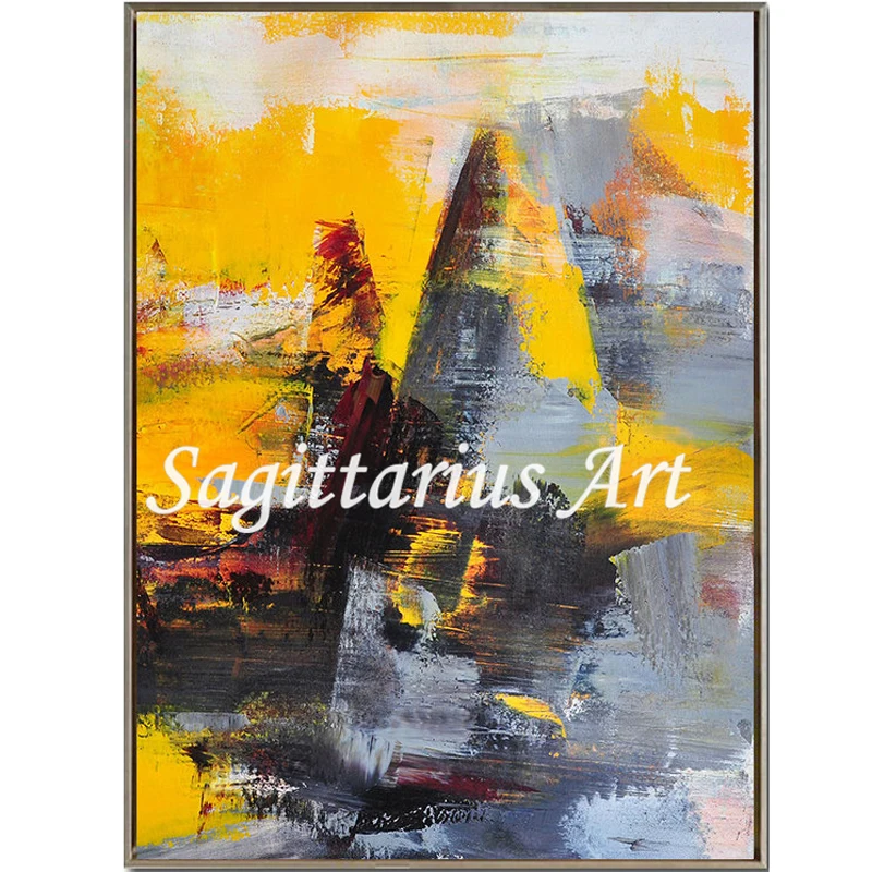

Hand made high quality Fine Art Contemporary Abstract Modern Oil Paintings Glond Yellow Wall Art Home Decoration Fine Art