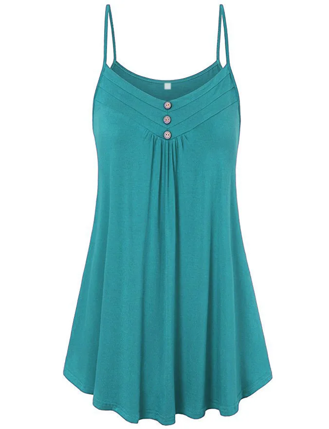 

2019 New Ladies Tops Fashion Cotton Blend Sexy V-neck Sleeveless Halter Loose Sexy Button Plus size Women Tops