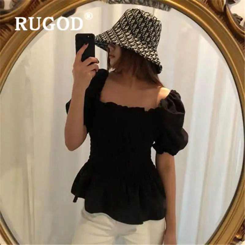 RUGOD женские рубашки с пышными рукавами корейские белые блузки оборками