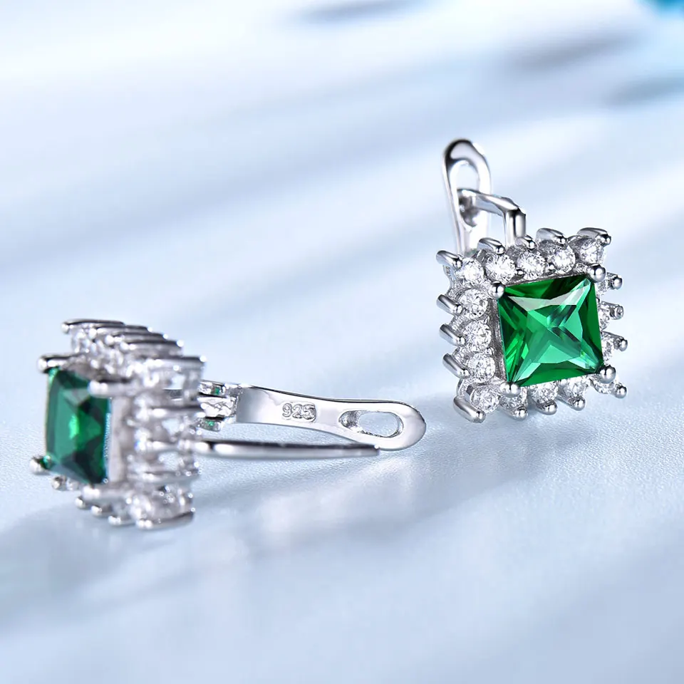 Серьги клипсы женские из серебра 925 пробы с изумрудом|Серьги-клипсы| |