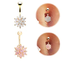 Vysoce kvalitní piercing do pupíku ve tvaru sněhové vločky, chirurgická ocel