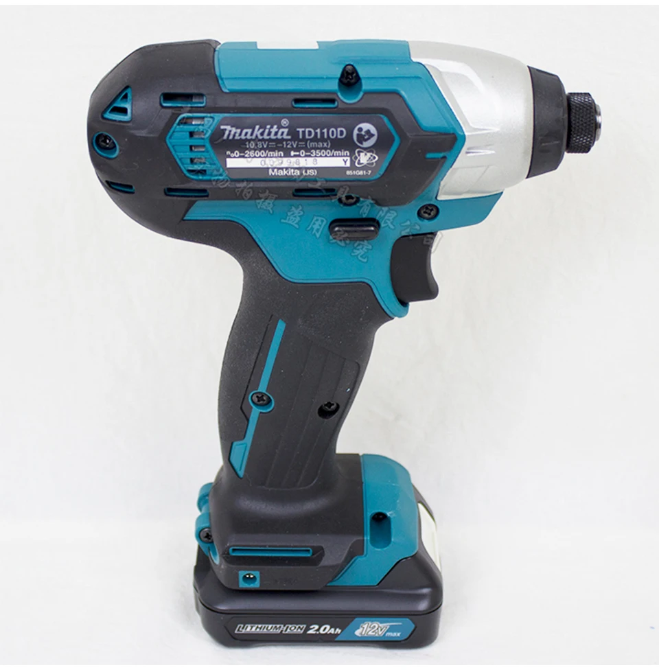 Новая японская аккумуляторная отвертка Makita TD110DWAE, Электрическая отвертка, 12 В, двойная литиевая батарея 110N. m, 3500ipm, 2600 об/мин