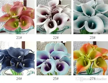 

Sale by bulk 100pcs Real Touch Decorative Artificial Flowers Calla lily Bridal Bouquet Wedding Party supply