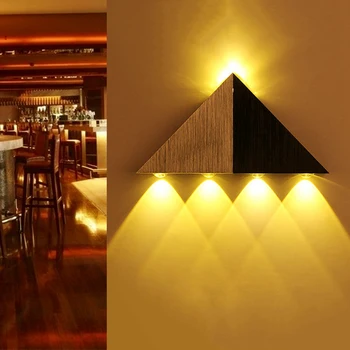 

5W Creative LED Wall Lamp 5 LEDs Triangle Aluminum Sconce 110V 220V Aisle Corridor Lights Bar Ktv Indoor Decoration Lighting JQ