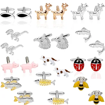 

Factory Retail Novelty Cufflinks 18 Designs Option Pig / Deer / Fish / Bee / Dog / Dinosaur / Eagle Design Cuff Links