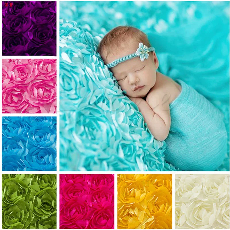 Новорожденный ребенок 3D фотография Реквизит Роза цветочный фон покрывало, плед 11 цветов-TZ