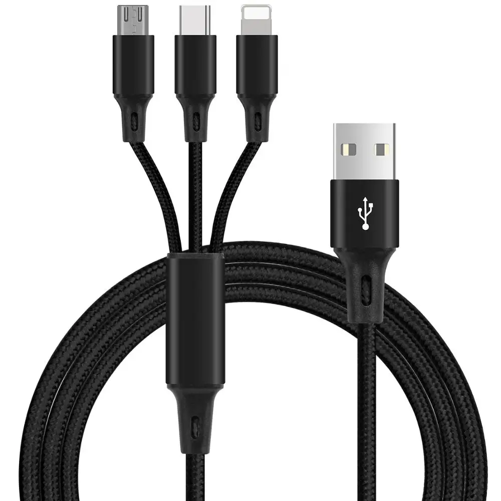 

RDCY 3 IN 1 USB Type C Micro USB Cable For iPhone 8 Xs 7 6S Samsung USB Fast Charging Cables Nylon Cord Universal For xiaomi