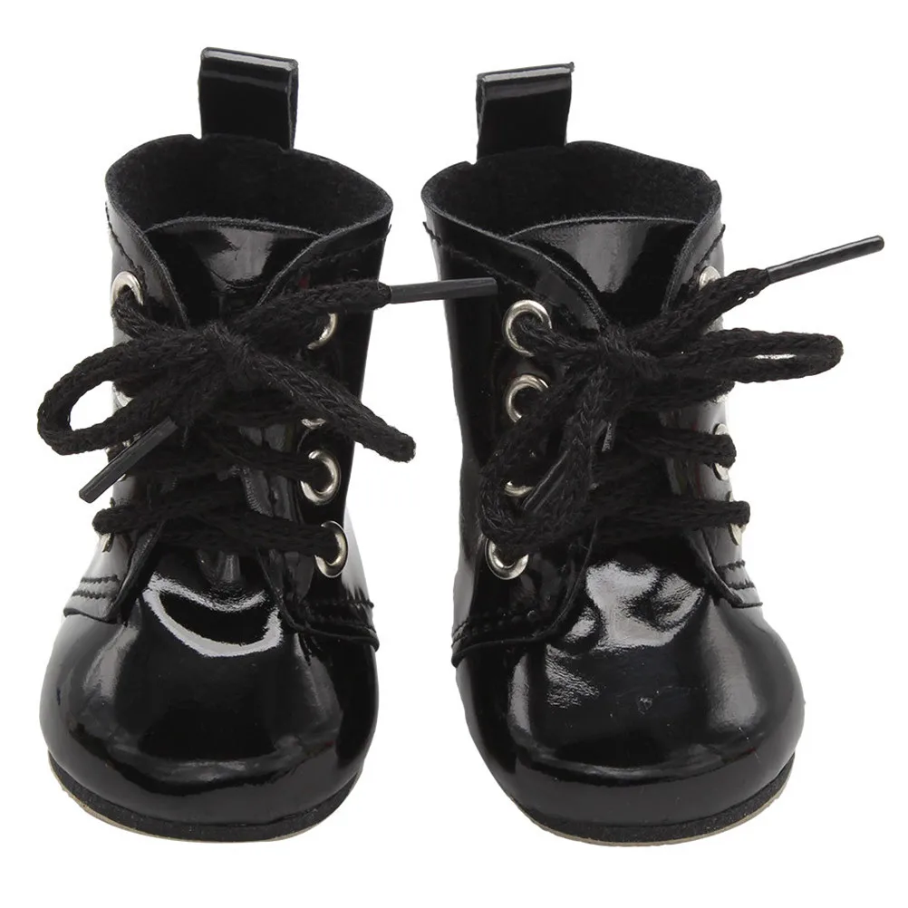 

1Pair Black Lace Up PU Martin Boots Shoes Popular Doll Shoes for 18 inch Dolls Christmas Girls Toys Accessories