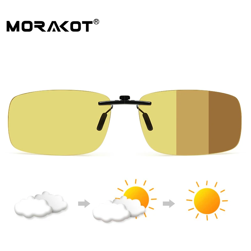 MORAKOT, мужские фотохромные поляризованные солнцезащитные очки на клипсах, ультралегкие линзы ночного видения, анти-UVA, анти-уфв, солнцезащитные очки на клипсах, BS001288