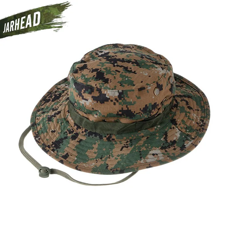 Открытый Камуфляж охотничья шляпа Снайпер скрытые джунгли спортивные боевые шапки с широкими полями Панама Шляпа Кемпинг Пешие прогулки Рыбалка шляпа от солнца - Цвет: JungleDigital