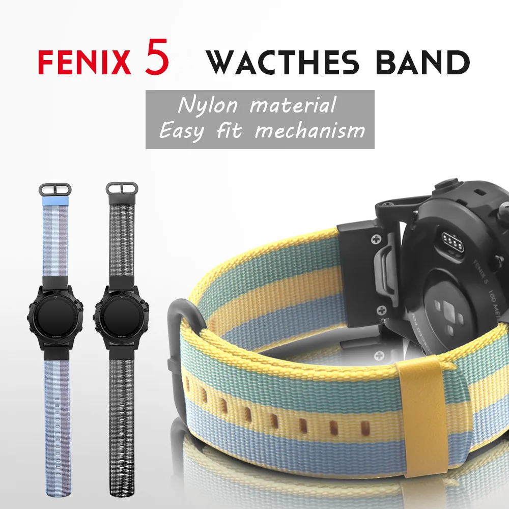 En Ligne 22mm Largeur Sangle En Nylon pour Garmin Fenix 5 Bande Fenix 5 Plus bracelet avec Rapide fit pour Garmin Fenix 5 Plus Remplacer Poignet Bande