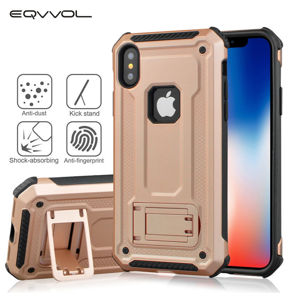 Eqvvol Luxury Armor Shockproof Phone Case For iPhone XR XS MAX X 8 7 6 6s Plus Cases Anti-knock Bracket Stand Cover Matte Coque |