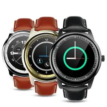 Leder Smartwatch 1,22 «Touchscreen Bluetooth 4,0 Pulsmesser Sprachsteuerung Schrittzähler PSG Sitzende Erinnerung Smart Uhr