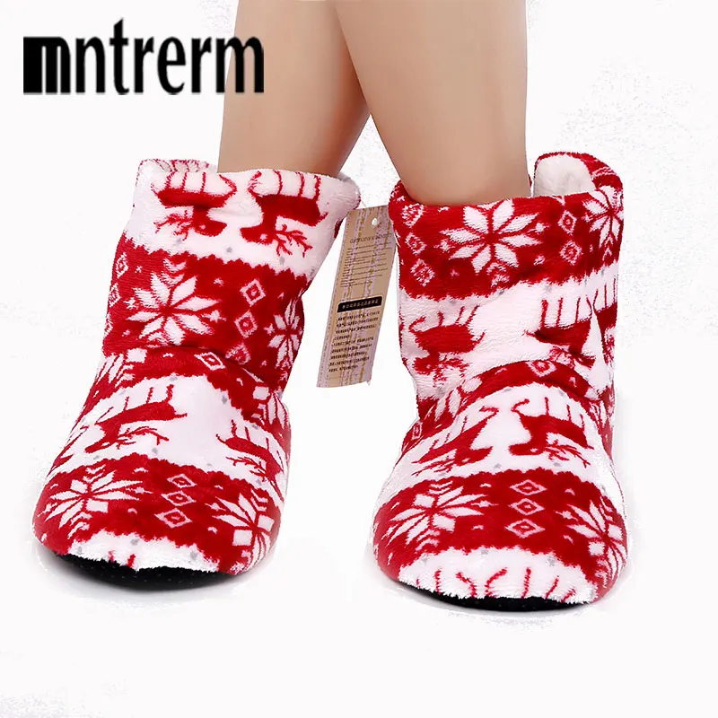 Mntrerm/Новинка года; домашние тапочки; фланелевые плюшевые домашние тапочки; парные деревянные тапочки для женщин; женская обувь - Цвет: Red