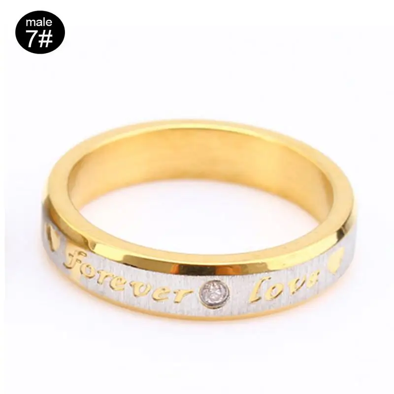 Forever LOVE мужское и женское парное кольцо из нержавеющей стали Свадебные модные ювелирные изделия титановое стальное бриллиантовое кольцо с золотым покрытием - Цвет: Red