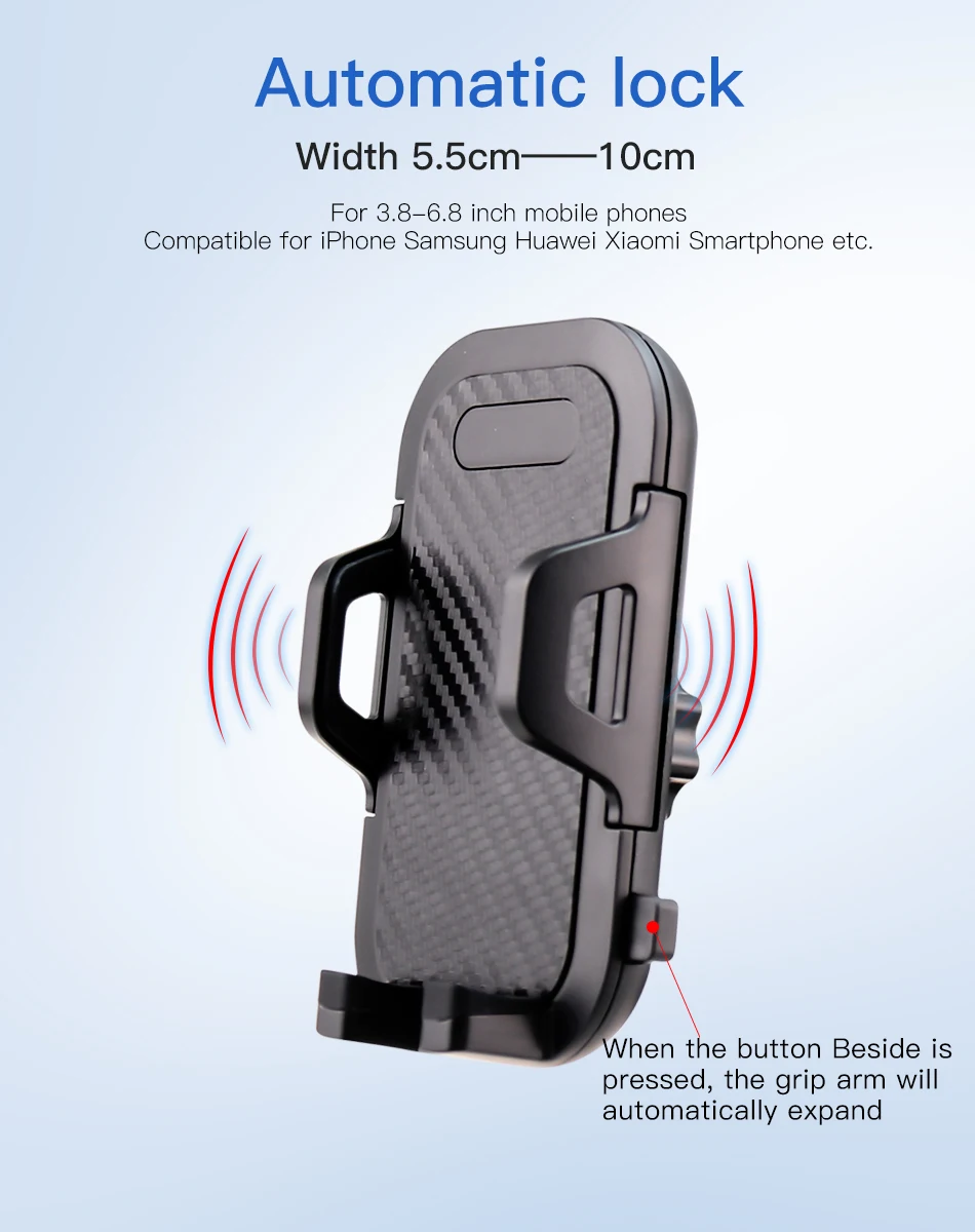 !ACCEZZ Adjustable Car Phone Holder Support Bracket Universal 4.0-6.0 inch Phone Auto Lock Glass Center Control Stand For iphone (9)