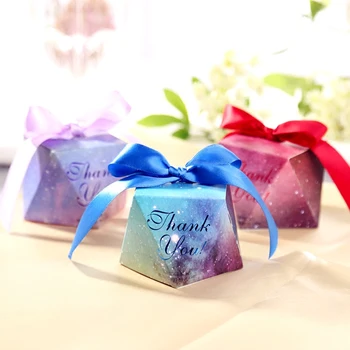 

purple/Red/Bule thank you Diamond Shape Baby Shower Candy Box Wedding Favors and Gifts Boxs Birthday Party Decoration for Guests