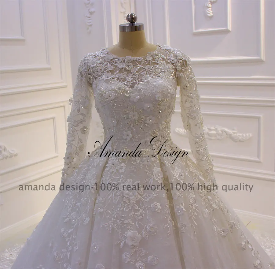 Свадебное платье с длинным рукавом и кружевом свадебное Платье Amanda Design robe de mariee