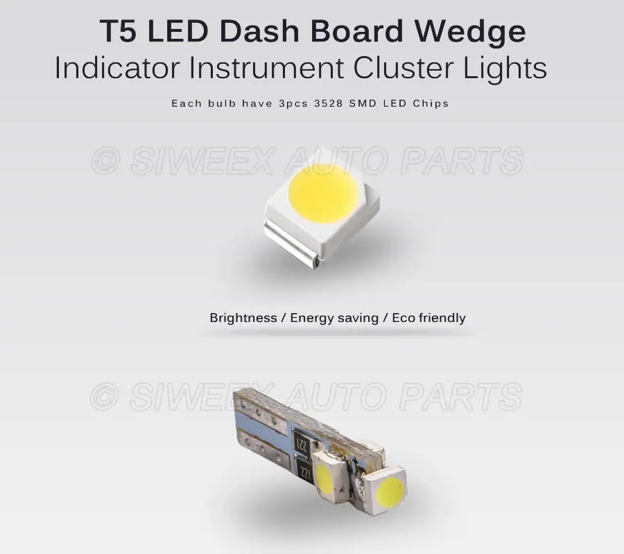 10 шт. T5 светодиодный авто светодиодный 3 светодиодный smd 3528 Клин светодиодный светильник лампа приборная панель инструмент белый розовый, ледяной голубой красный желтый зеленый