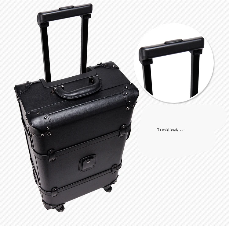 Классический черный ретро, стильный, идеальный для женщин 22/24 дюймов Размеры сумки на колёсиках и Спиннер бренд чемодан