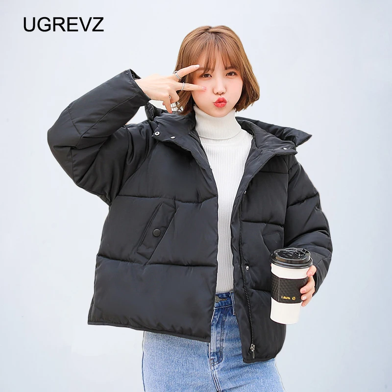 Hot Sale Winter Cotton Jacket Female Thicken Snow Lichens New Harajuku Short Sweet Down Cotton Coat Women Warm Loose Parkas