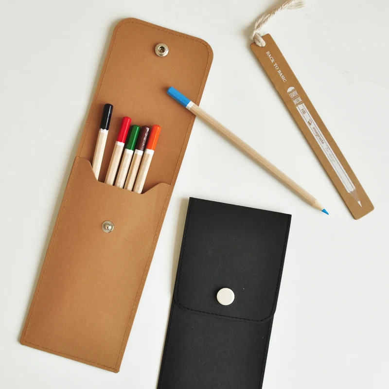 Water wash cowhide paper eco friendly brief series pencil case muji
