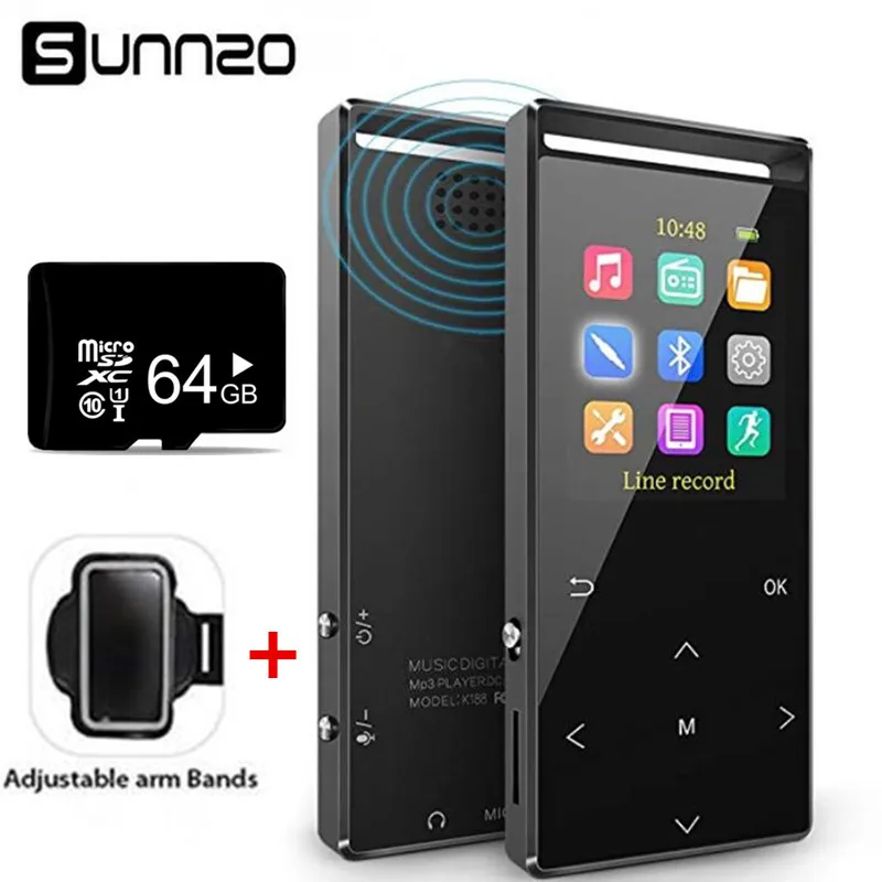 

16GB Bluetooth MP3 Player with 64GB Memory Card Music Direct Recording FM Recording Pedometer Earphone,Armband Included