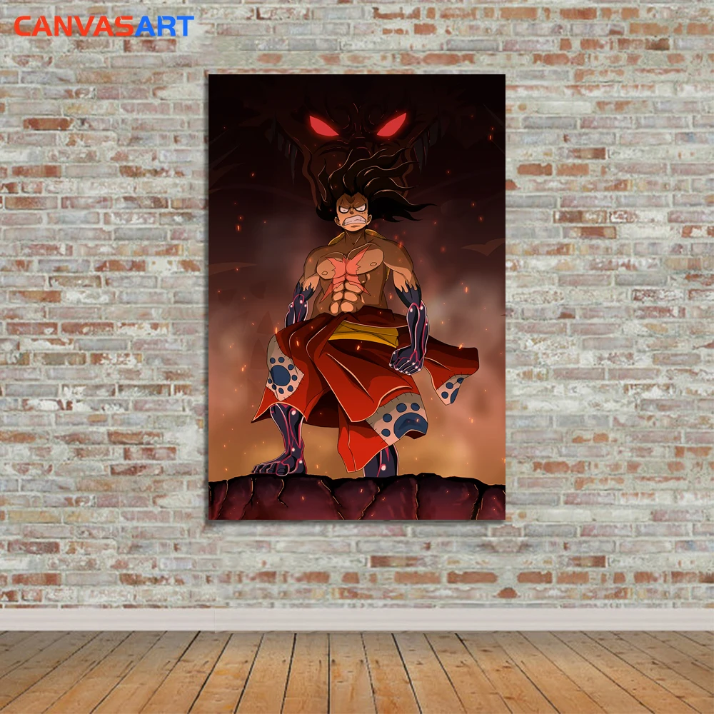 Холст Искусство один кусок Fanart Обезьяна D Луффи Wano кантри плакат Настенные