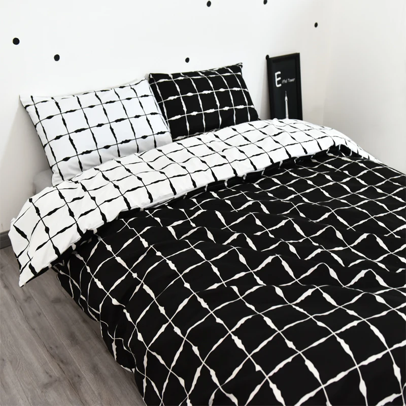 Noir Et Blanc Housse de couette Vérifié Courtepointe ...