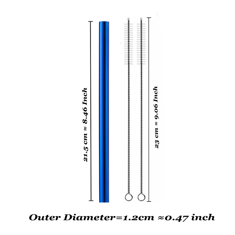 6 шт 304 Нержавеющая сталь соломы металлический соломинки 6/12 мм многоразовые трубочка трубочки для питья набор с Чистящая Щетка для кружек Пользовательский логотип - Цвет: Blue M A1