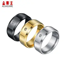 Auxauxme титановые кольца из нержавеющей стали с кристаллами для мужчин и женщин золотые черные кольца для влюбленных ювелирные изделия